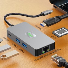 7 in 1 TYPE-CtoRJ45 2.5G 10G USB3.2 HDMI PD100W SD TF Interface Hub for MacBook