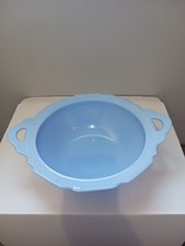 Jeanette Glass Blue Cherry Blossom Delphite Handled Bowl 1930s