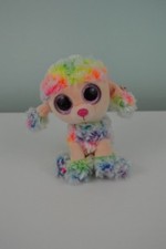 TY Beanie Boos Rainbow Poodle Puppy Dog Plush Stuffed Animal Glitter Eyes Tag