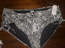 Womens Swimsuit Bottoms Black White Snakeskin Pattern 2X Plus Size Cinch Tie NWT