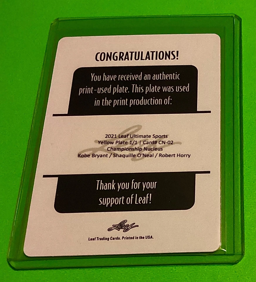 Kobe Bryant 2021 Leaf Ultimate 1/1 Plate SP 1 of 1 Shaquille O’Neal Robert Horry - image 4 of 4