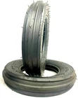 Two 6.00-16 Tri-Rib Front Tractor Tires, Tubeless Heavy Duty F2 3 Rib, 600x16