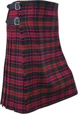 Men's 8 Yard Macdoland Gordon Tartan Kilt with Pleats Leather Straps