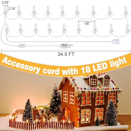 Christmas Village House Accessories Cord Light Bulbs, C7 Halloween Blow
