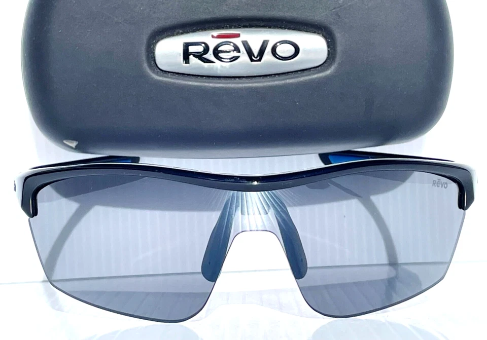 NUEVO REVO EDGE Negro Brillante POLARIZADO Grafito Gris Lente Gafas de Sol RE 1074 01 GY Foto 2 de 4