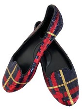 Coach Debrorah Womens Sequin Plaid Ballet Flats Size 6B Holiday EUC