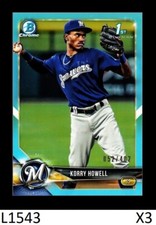 1-2018 BOWMAN CHROME DRAFT SKY BLUE REFRACTOR KORRY HOWELL BREWERS /402 QTY