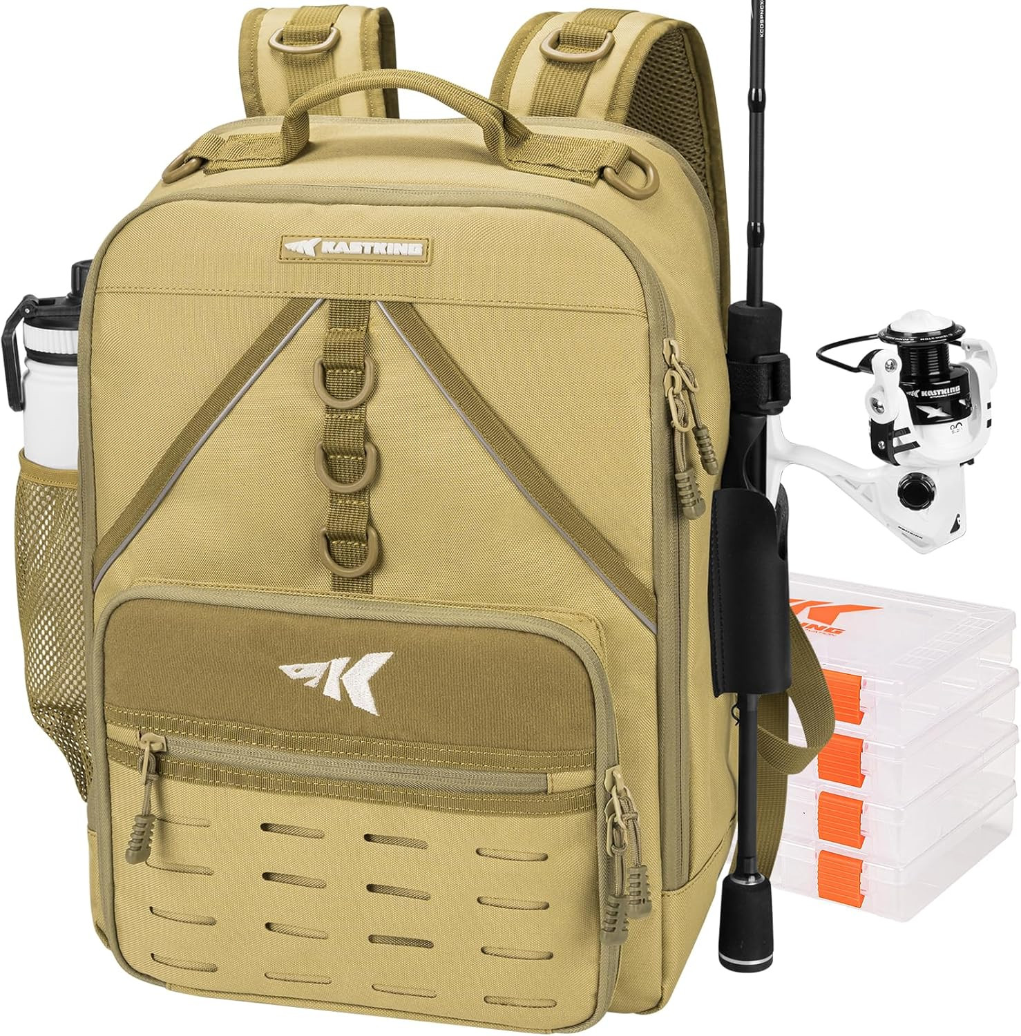 Water-Resistant Fishing Tackle Backpack with Large Storage f