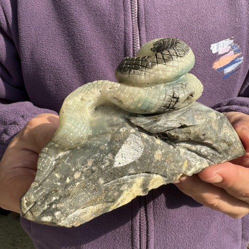 Serpiente de Calcita Caribeña - Exhibición Natural Tallada a Mano Alta Calidad - Imagen 2 de 10