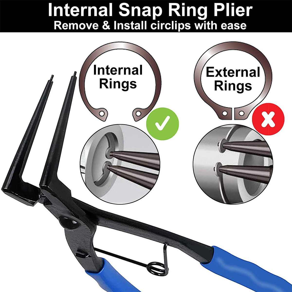 Internal Long Nose Snap Ring Pliers 90° Circlip Pliers for Car