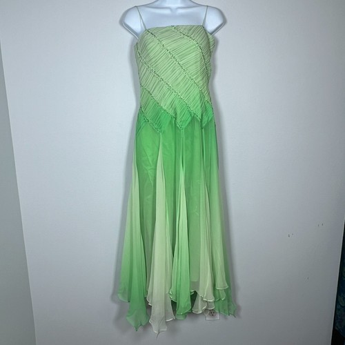 Vintage Cache Damen Y2K Fairy Kleid Gr. 10 Perlen Abschlussball Taschentuch Seide Pastellgrün - Bild 15 von 15