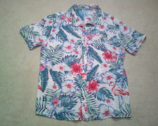 Quicksilver Button Up Shirt Mens Large White Hawaiian Floral