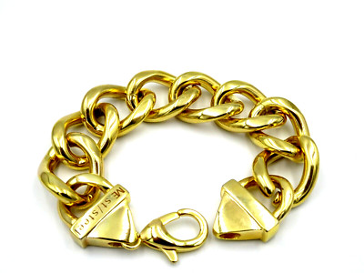 Mike Ellis Damen Armband Panzerkette Edelstahl Vergoldet 21 cm Trendig & Chic