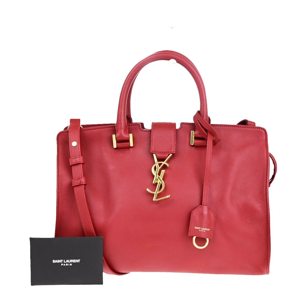 Borsa a mano SAINT LAURENT YSL logo Cabas 2 vie pelle rossa GHW Italia 29EC867