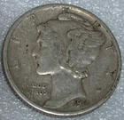 1941-D Silver Mercury Dime  AU 90% Silver A1 Free Shipping With Five Items