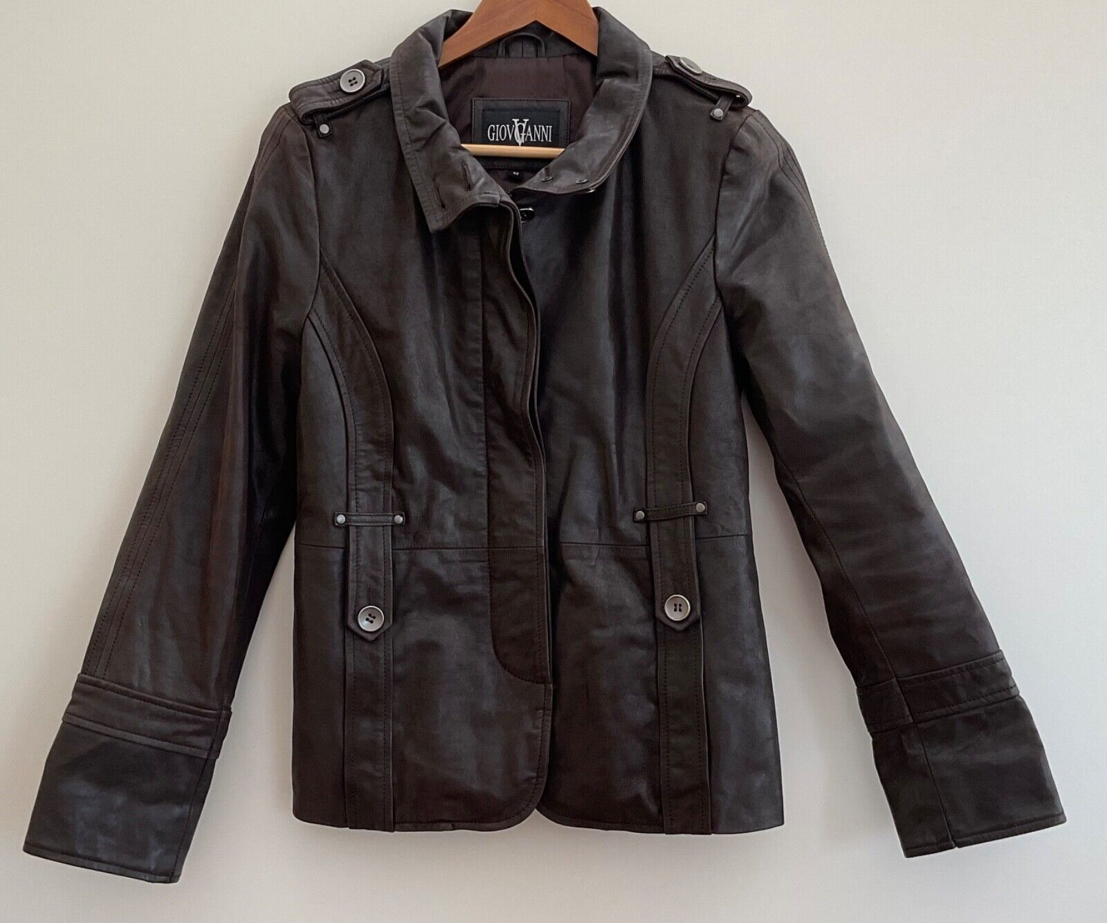 Men's Brown Leather Jacket Size S by Giovanni