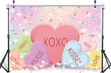 7x5FT Valentines Day Backdrop Sweethearts Candy Conversation Hearts Backdrop ...