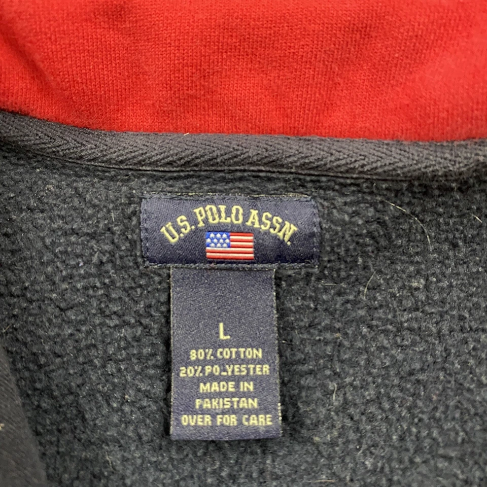 Винтажный US Polo ASSN. Толстовка с капюшоном мужской большой синий Y2K пуловер 1/4 молнии толстовка - Изображение 4 из 4