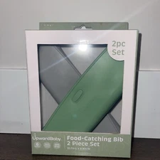 UpwardBaby Food-Catching Silicone Bib - 2 Piece Set, BPA Free 6m+ Unisex