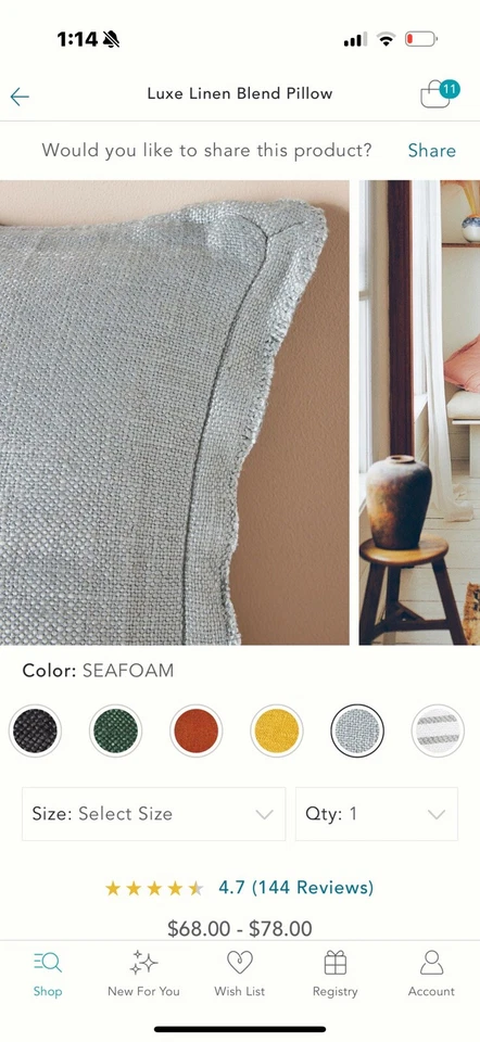 Funda de almohada ONE Anthropologie Luxe mezcla de lino simulada 18x18 espuma de mar Foto 2 de 4