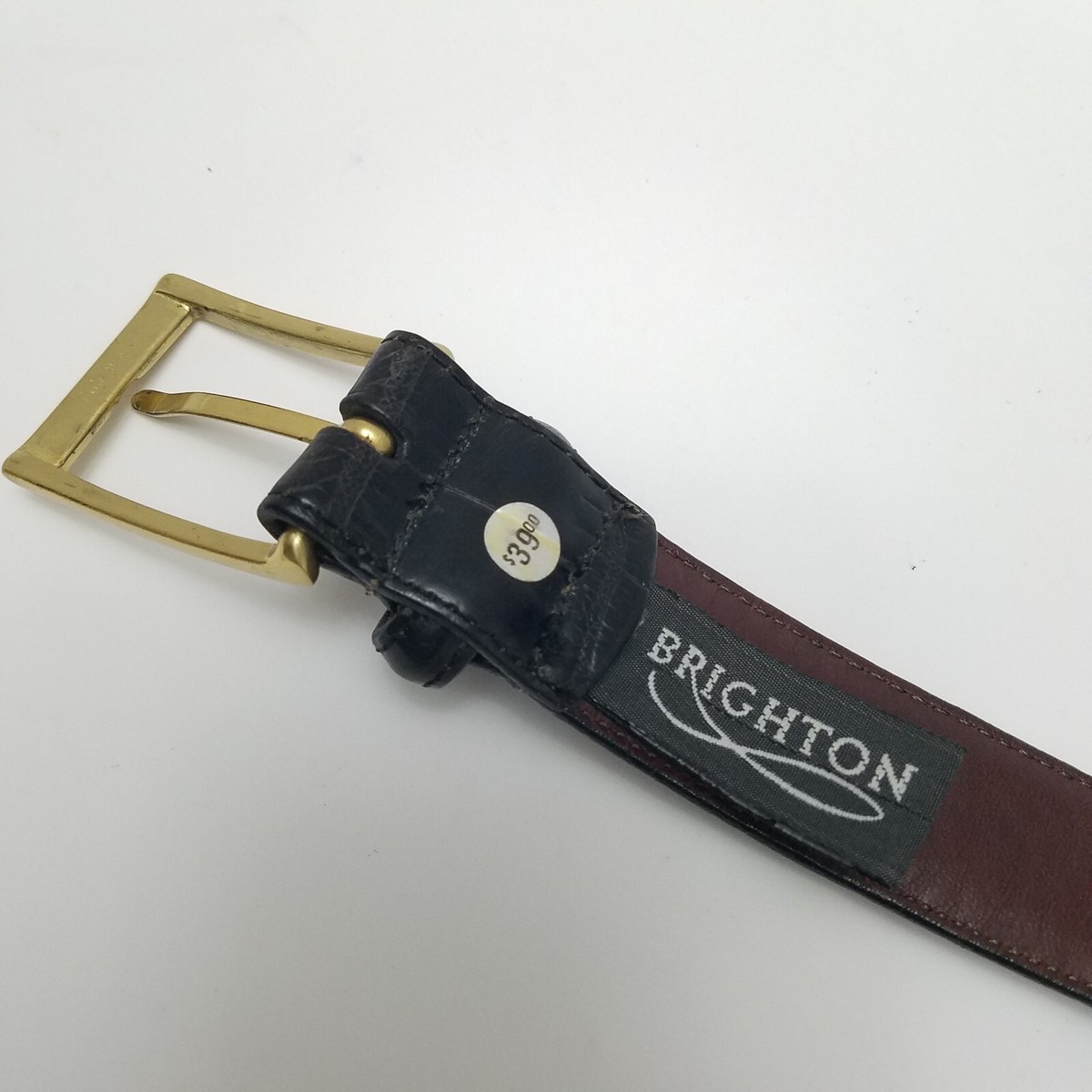 Brighton Mens 42 Leather Belt Croc Embossed Golf Western  display picture 2