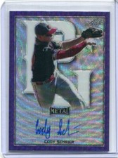 2020 Leaf Perfect Game All-American Metal Purple Wave Cody Schrier Auto 1/8