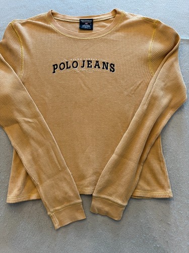 Polo Jeans Co. Ralph Lauren Waffle Knit Shirt Womens XL 100% Cotton Thermal Logo