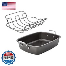 Chicago Metallic Nonstick Roaster with Floating Rack 18" x 13" Black