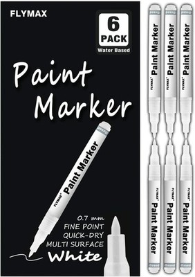White Paint Pen, 6 Pack 0.7mm Acrylic Permanent Marker White Paint Pens for Wood
