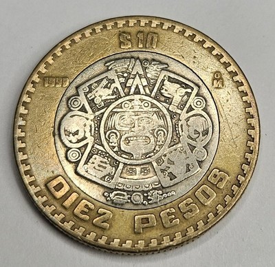 1998 Mexico 10 Ten Diez Pesos - Circulated Mexican Bi-Metallic World Coin - L2