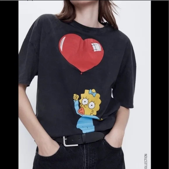 Zara “The Simpsons” Print Maggie Happy Valentine T-shirt In Size L NWT