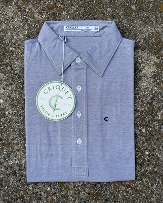 Criquet Polo Shirt Gray Heathered Medium 100% Organic Cotton Golf NWT
