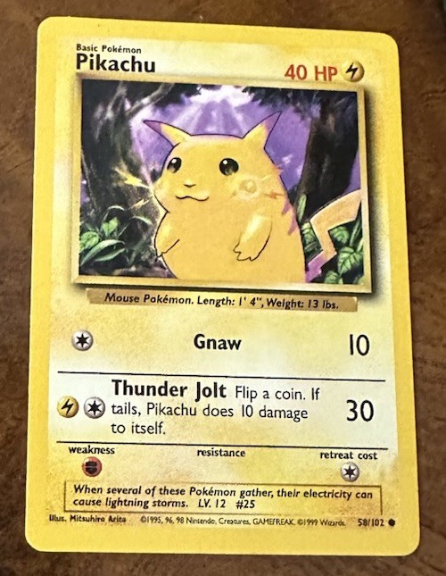1995 pikachu pokemon card value 58/102 Lot Products Pikachu pokemon Miscellaneous Cards & Products
