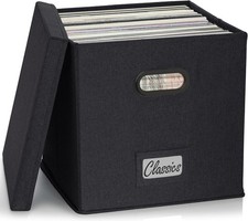 Decorative Vinyl Record Storage Box for 50+ Single Records - Sturdy and Eas