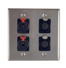 Dual Gang Stainless Steel Wall Plates with Two XLR Female/Two TRS Female