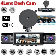 4 Dash Cam for Car Camera 360 View WiFi Front Rear Inside Left Right W/64GB Card