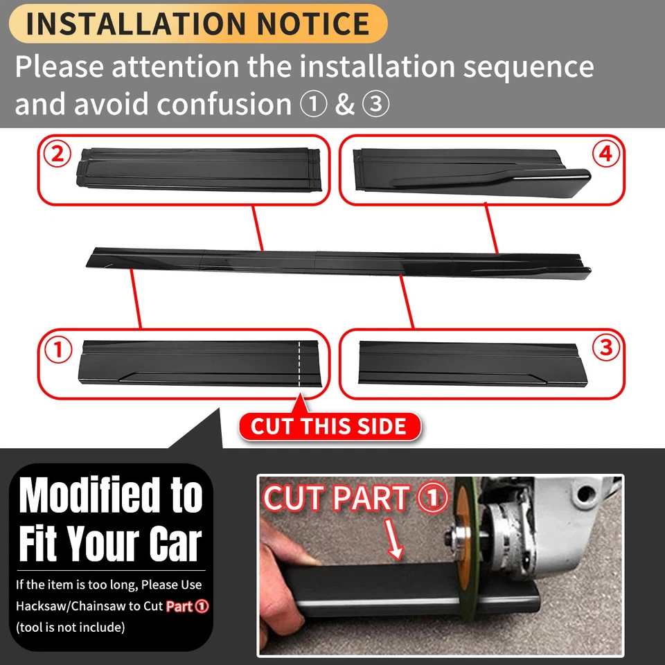 78.7" Side Skirt Extension Rocker Panel Lip Glossy Black For Nissan 240SX 200SX Foto 2 de 4