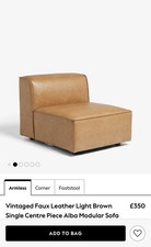 NEXT Vintaged Faux Leather Light Brown Alba Modular Sofa (Retails £350).