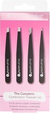 Image of Brushworks HD 4 Piece Combination Tweezer Set - Black