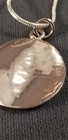 Sterling Silver Hammered Wavy Disc Pendant Necklace signed — photo 5