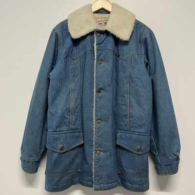 Vintage 70s Lee Storm Rider Sherpa Lined Denim Chore Coat Size M