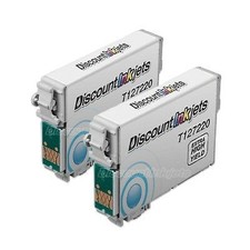 2PK 127 Reman Cyan Ink Cartridge for Epson Workforce WF-3520 WF-3530 WF-3540