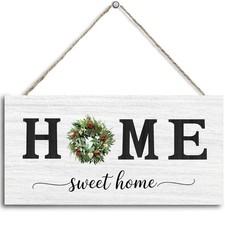 Sweet Home Wooden Hanging Sign, Office Wall Decor Rustic Farmhouse living roo...