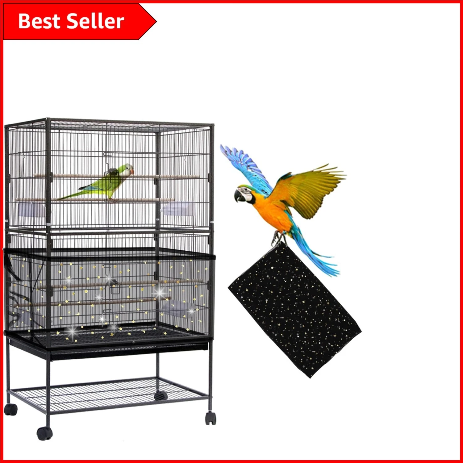 Elegant Bird Cage Seed Catcher with Breathable Mesh - Washable & Durable