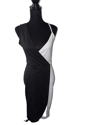 #ad #ad Womens clothing Dress Size 10 Black White Color Block Stretch $15.00