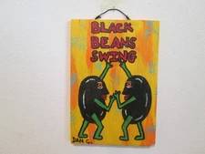Outsider folk Art Original Painting Black Beans Dance B-Bop Dan C #Dancfolkart