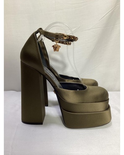 Preloved versace Medusa Platform Sandal Crystal Embellishment Women Green | - Picture 4 of 12