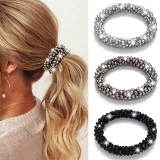 Rhinestone Hair Ties Elastic Ponytail Holder Sparkly Fancy Hair Scrunchies Hair 