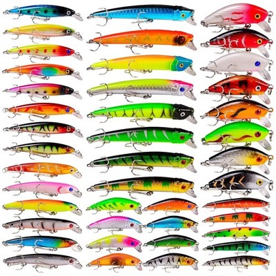 Eco-Friendly Bass Fishing Lures Set 43pcs Hard Plastic Baits