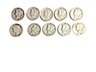 10 (ten) Mercury Silver Dimes US Coins